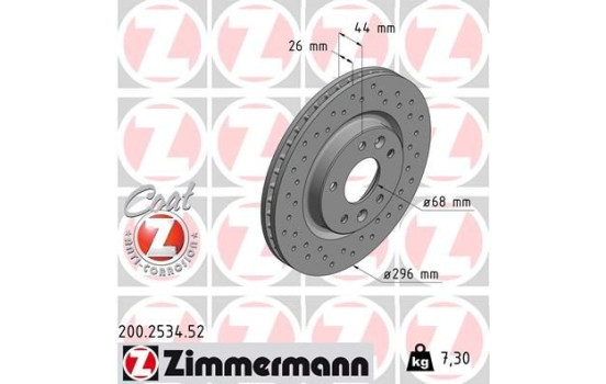 Brake Disc SPORT BRAKE DISC COAT Z 200.2534.52 Zimmermann, Image 2