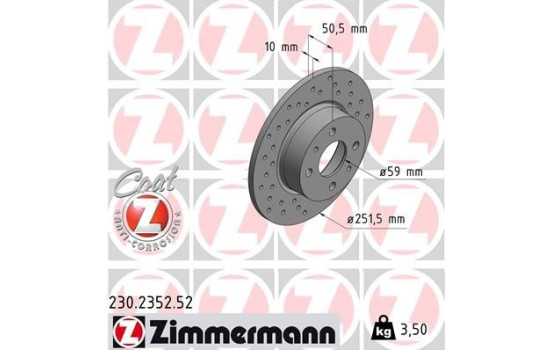 Brake Disc SPORT BRAKE DISC COAT Z 230.2352.52 Zimmermann, Image 2
