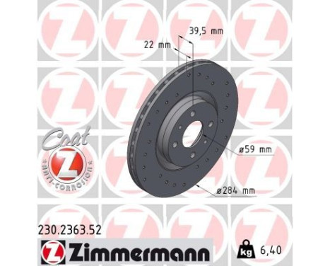 Brake Disc SPORT BRAKE DISC COAT Z 230.2363.52 Zimmermann, Image 2