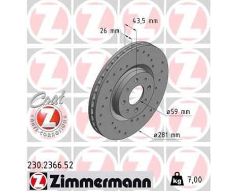 Brake Disc SPORT BRAKE DISC COAT Z 230.2366.52 Zimmermann, Image 2