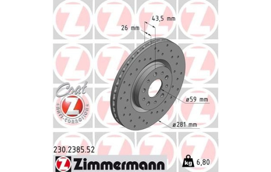Brake Disc SPORT BRAKE DISC COAT Z 230.2385.52 Zimmermann, Image 2