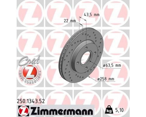 Brake Disc SPORT BRAKE DISC COAT Z 250.1343.52 Zimmermann, Image 2