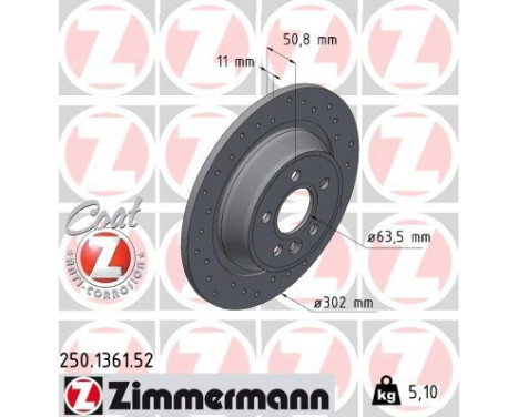 Brake disc SPORT BRAKE DISC COAT Z 250.1361.52 Zimmermann