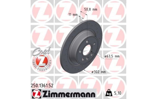 Brake disc SPORT BRAKE DISC COAT Z 250.1361.52 Zimmermann