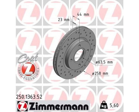 Brake Disc SPORT BRAKE DISC COAT Z 250.1363.52 Zimmermann, Image 2