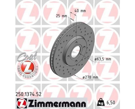 Brake Disc SPORT BRAKE DISC COAT Z 250.1374.52 Zimmermann, Image 2
