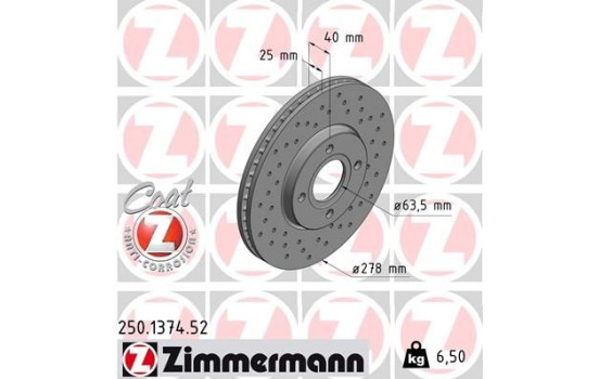 Brake Disc SPORT BRAKE DISC COAT Z 250.1374.52 Zimmermann, Image 2