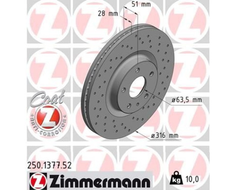Brake Disc SPORT BRAKE DISC COAT Z 250.1377.52 Zimmermann, Image 2