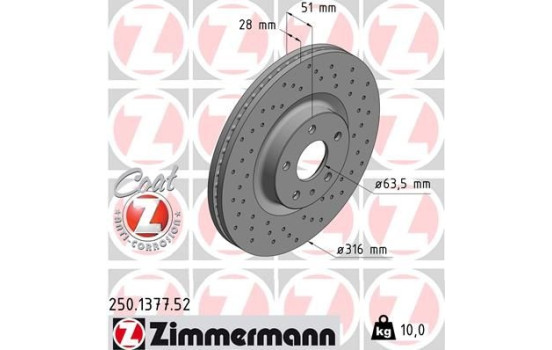 Brake Disc SPORT BRAKE DISC COAT Z 250.1377.52 Zimmermann, Image 2