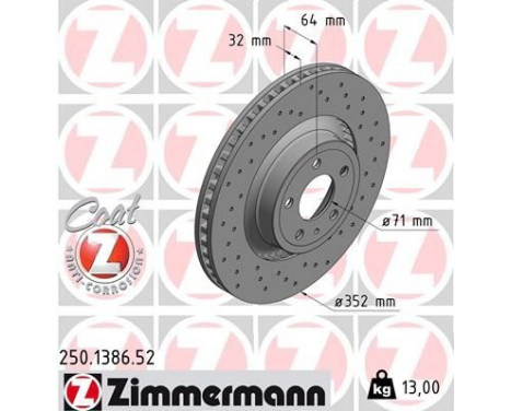 Brake Disc SPORT BRAKE DISC COAT Z 250.1386.52 Zimmermann, Image 2