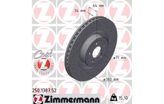 Brake Disc SPORT BRAKE DISC COAT Z 250.1387.52 Zimmermann, Image 2