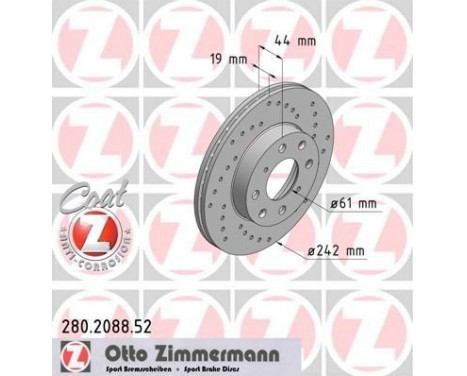 Brake Disc SPORT BRAKE DISC COAT Z 280.2088.52 Zimmermann