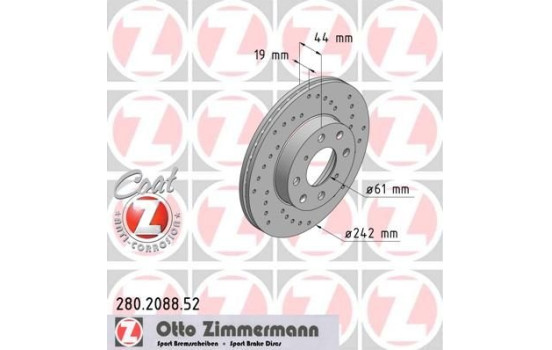 Brake Disc SPORT BRAKE DISC COAT Z 280.2088.52 Zimmermann