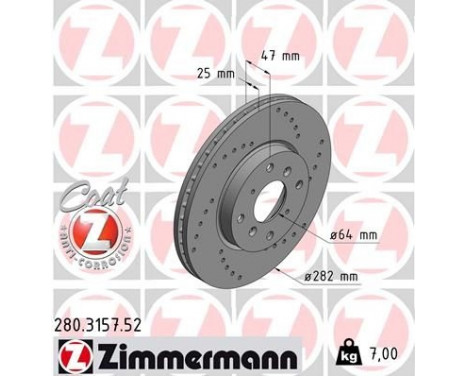 Brake Disc SPORT BRAKE DISC COAT Z 280.3157.52 Zimmermann, Image 2