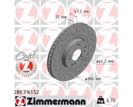 Brake Disc SPORT BRAKE DISC COAT Z 280.3161.52 Zimmermann, Image 2