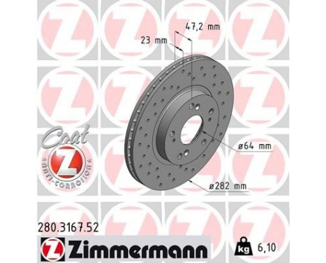Brake Disc SPORT BRAKE DISC COAT Z 280.3167.52 Zimmermann, Image 2