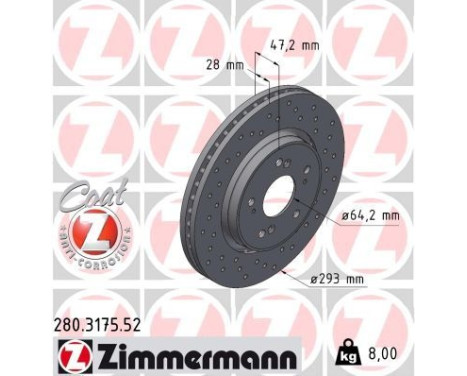 Brake Disc SPORT BRAKE DISC COAT Z 280.3175.52 Zimmermann, Image 2