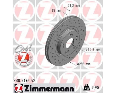 Brake Disc SPORT BRAKE DISC COAT Z 280.3176.52 Zimmermann, Image 2