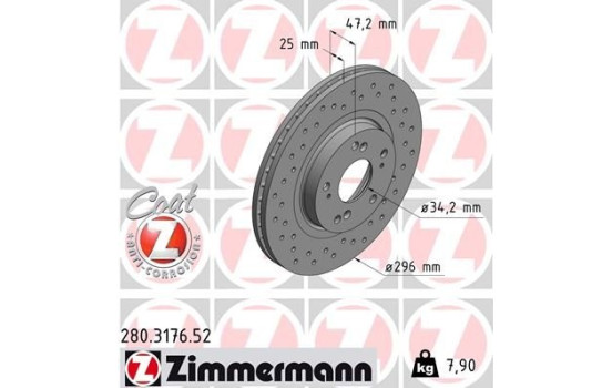 Brake Disc SPORT BRAKE DISC COAT Z 280.3176.52 Zimmermann, Image 2
