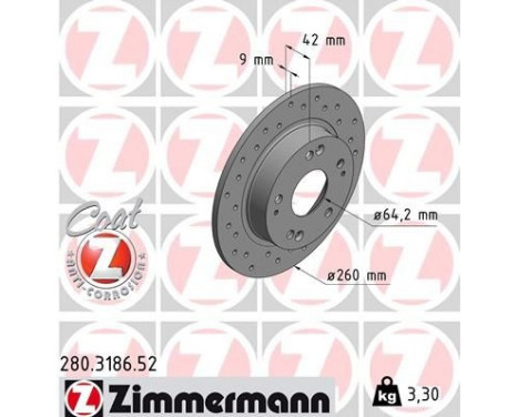 Brake Disc SPORT BRAKE DISC COAT Z 280.3186.52 Zimmermann, Image 2