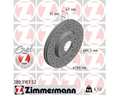 Brake Disc SPORT BRAKE DISC COAT Z 280.3187.52 Zimmermann, Image 2