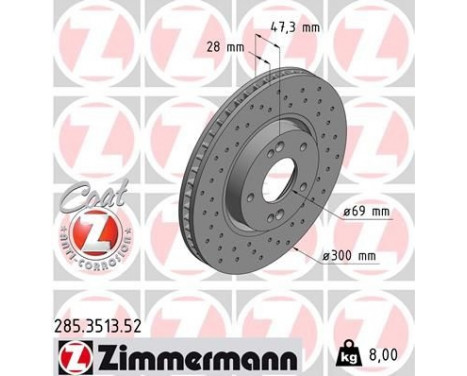 Brake Disc SPORT BRAKE DISC COAT Z 285.3513.52 Zimmermann, Image 2