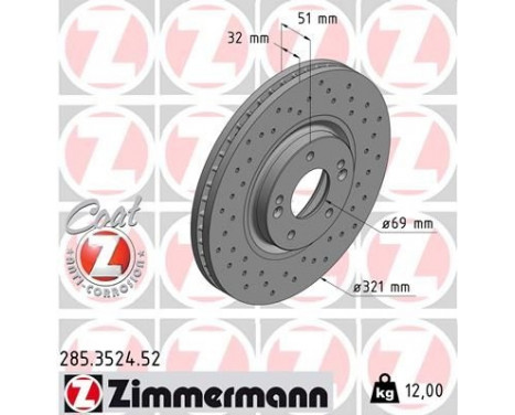 Brake Disc SPORT BRAKE DISC COAT Z 285.3524.52 Zimmermann, Image 2