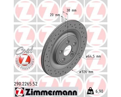 Brake Disc SPORT BRAKE DISC COAT Z 290.2265.52 Zimmermann, Image 2