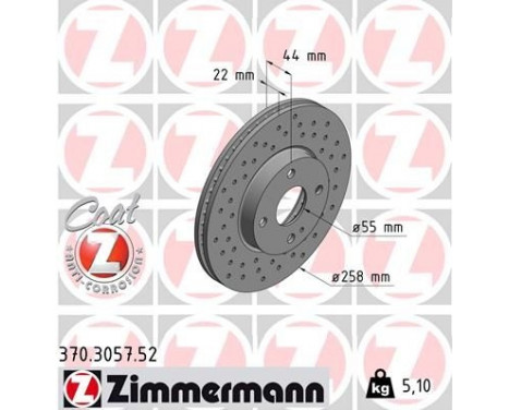 Brake Disc SPORT BRAKE DISC COAT Z 370.3057.52 Zimmermann, Image 2