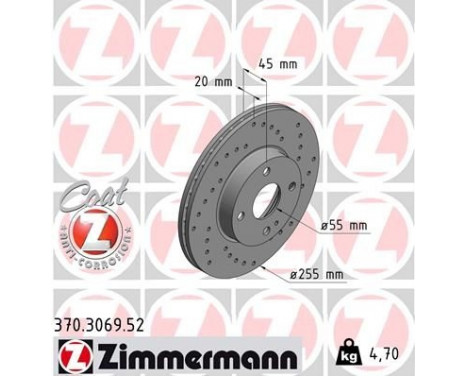 Brake Disc SPORT BRAKE DISC COAT Z 370.3069.52 Zimmermann, Image 2