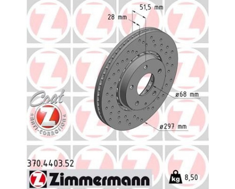 Brake Disc SPORT BRAKE DISC COAT Z 370.4403.52 Zimmermann, Image 2