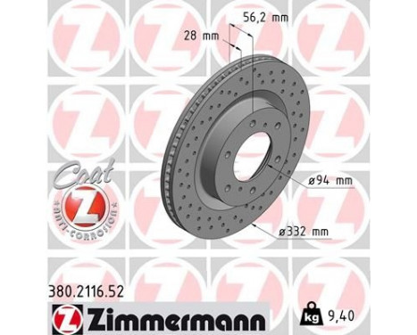 Brake Disc SPORT BRAKE DISC COAT Z 380.2116.52 Zimmermann, Image 2