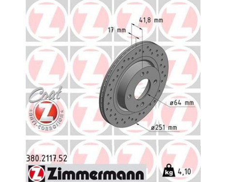 Brake Disc SPORT BRAKE DISC COAT Z 380.2117.52 Zimmermann, Image 2