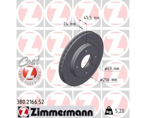 Brake Disc SPORT BRAKE DISC COAT Z 380.2166.52 Zimmermann, Image 2