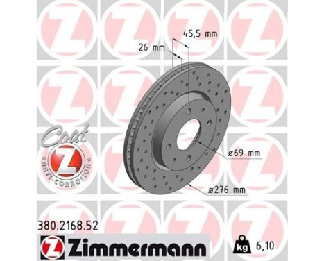 Brake Disc SPORT BRAKE DISC COAT Z 380.2168.52 Zimmermann, Image 2