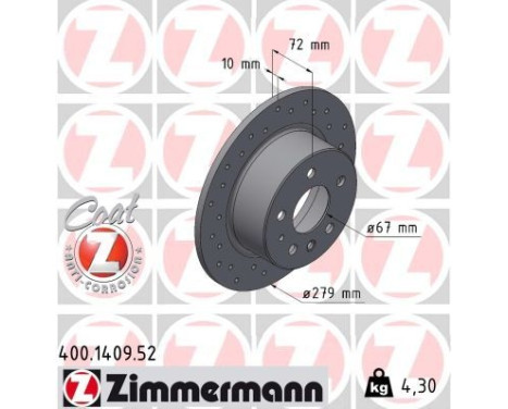 Brake Disc SPORT BRAKE DISC COAT Z 400.1409.52 Zimmermann, Image 2