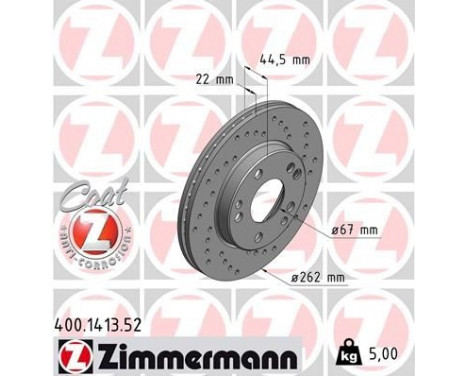 Brake Disc SPORT BRAKE DISC COAT Z 400.1413.52 Zimmermann, Image 2