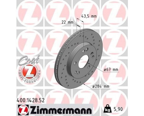 Brake Disc SPORT BRAKE DISC COAT Z 400.1428.52 Zimmermann, Image 2