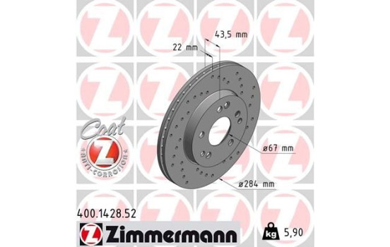 Brake Disc SPORT BRAKE DISC COAT Z 400.1428.52 Zimmermann, Image 2