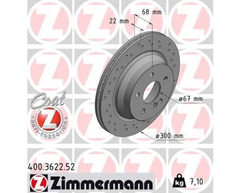 Brake Disc SPORT BRAKE DISC COAT Z 400.3622.52 Zimmermann, Image 2