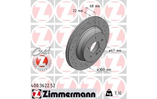 Brake Disc SPORT BRAKE DISC COAT Z 400.3622.52 Zimmermann, Image 2