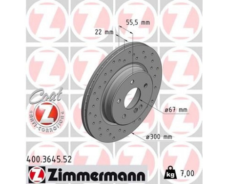 Brake Disc SPORT BRAKE DISC COAT Z 400.3645.52 Zimmermann, Image 2