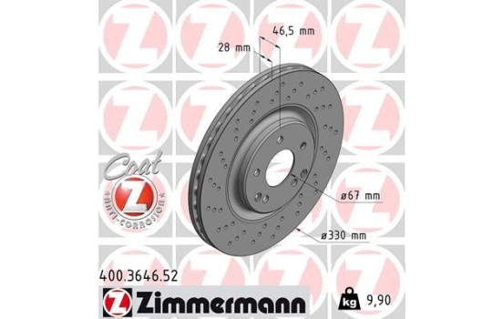 Brake Disc SPORT BRAKE DISC COAT Z 400.3646.52 Zimmermann, Image 2