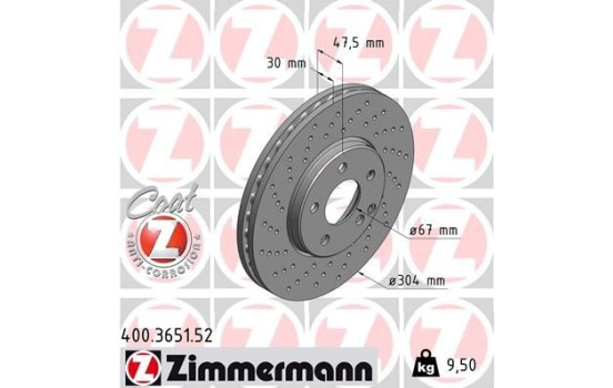 Brake Disc SPORT BRAKE DISC COAT Z 400.3651.52 Zimmermann, Image 2