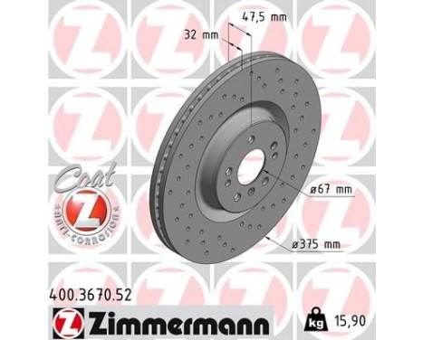 Brake Disc SPORT BRAKE DISC COAT Z 400.3670.52 Zimmermann, Image 2