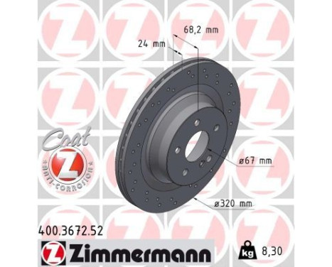 Brake Disc SPORT BRAKE DISC COAT Z 400.3672.52 Zimmermann, Image 2