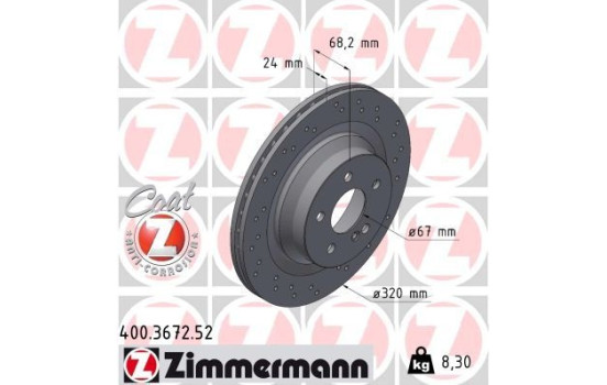 Brake Disc SPORT BRAKE DISC COAT Z 400.3672.52 Zimmermann, Image 2