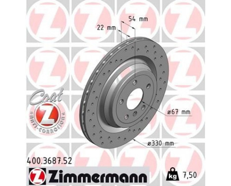 Brake Disc SPORT BRAKE DISC COAT Z 400.3687.52 Zimmermann, Image 2