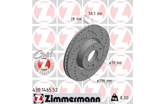 Brake Disc SPORT BRAKE DISC COAT Z 430.1465.52 Zimmermann, Image 2