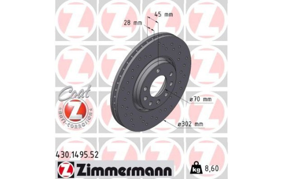 Brake Disc SPORT BRAKE DISC COAT Z 430.1495.52 Zimmermann, Image 2